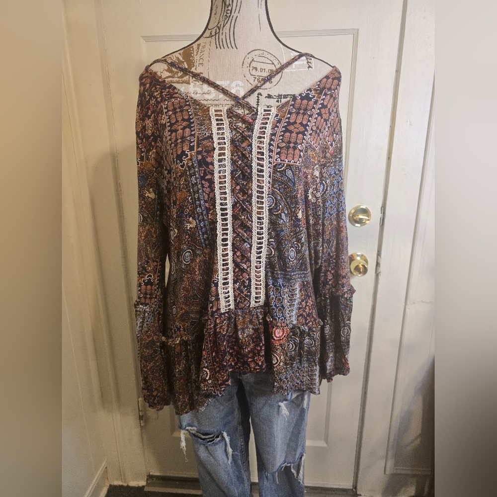 Chic Boho Patchwork Blouse - image 1